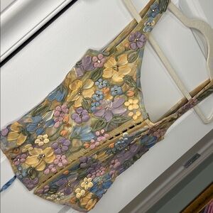 Ema Savahl Couture Floral Embellished Corset Top